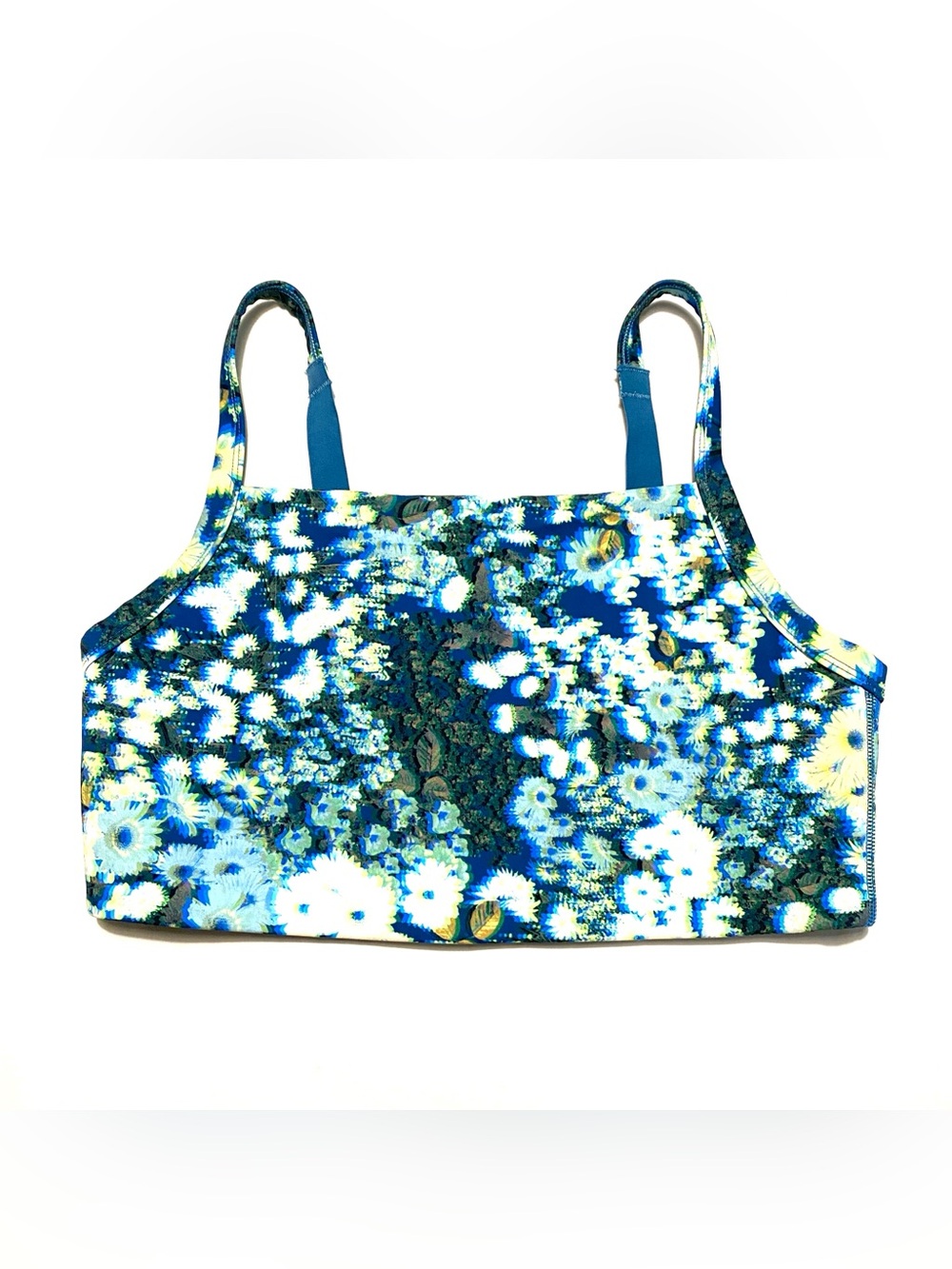 OFFLINE by Aerie 3D Square Neck Sports Bra Blue Path Psychedelic Floral Size M